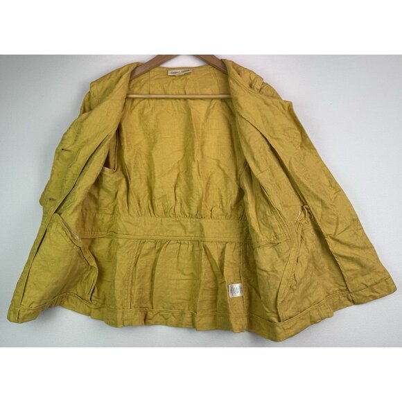 COLDWATER CREEK Lightweight Jacket Blouse 3/4 Sleeve Floral Brocade Yellow Sz 12 - Picture 3 of 11